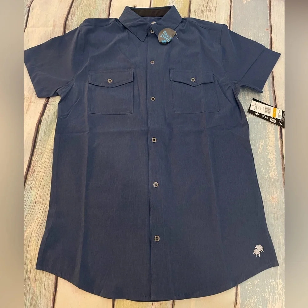 TRUNKS SURF AND SWIM CO Pocket Button Front Shirt, Moody Blue, Small, NWT - Picture 4 of 9